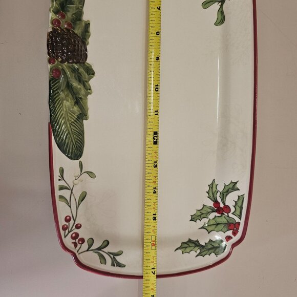 Heritage Rectangular Serving Platter 14.5" Christmas holiday pinecone charcuteri - Picture 6 of 10